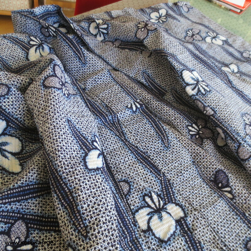 Fake Arimatsu Shibori Yukata, Baumwolle, Iris