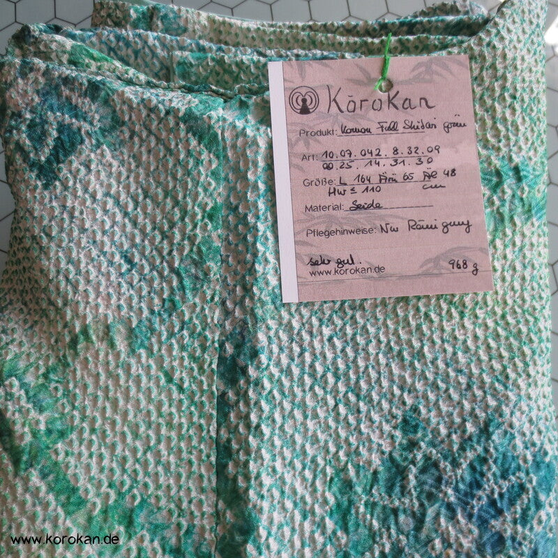 Full Shibori Seidendamast Blätternetz Komon Kimono