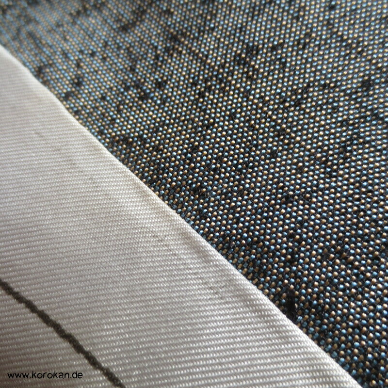 graue Tsumugi Seide Haori Kimono Jacke, Tempelfutter, gedeckte Brücke