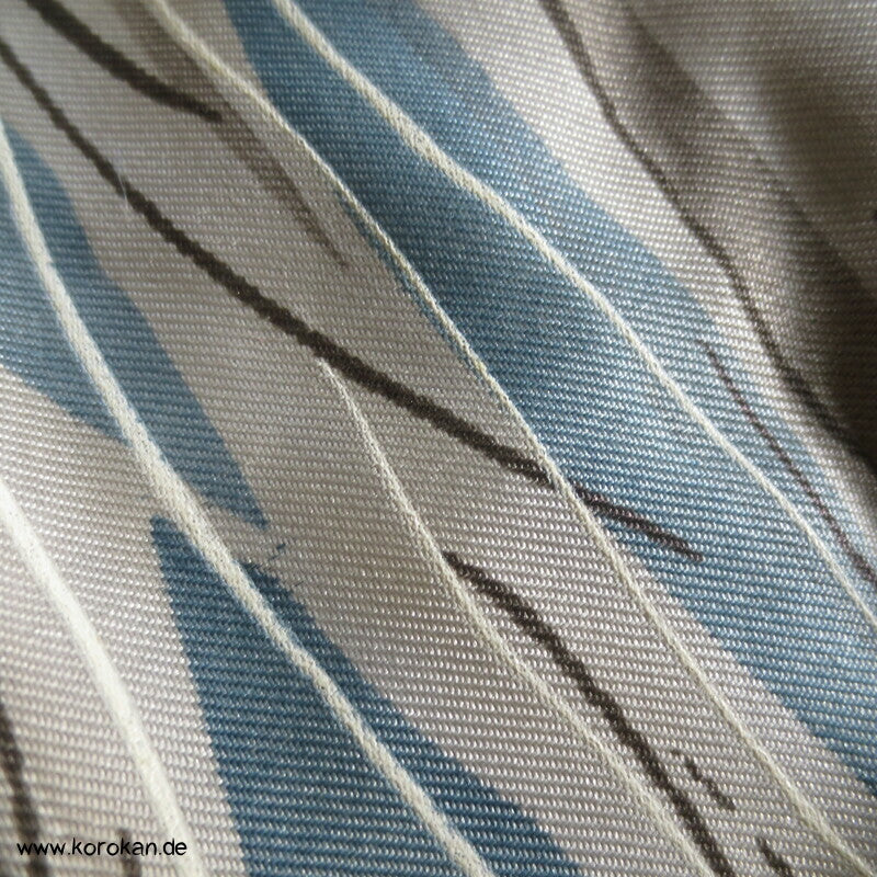 graue Tsumugi Seide Haori Kimono Jacke, Tempelfutter, gedeckte Brücke