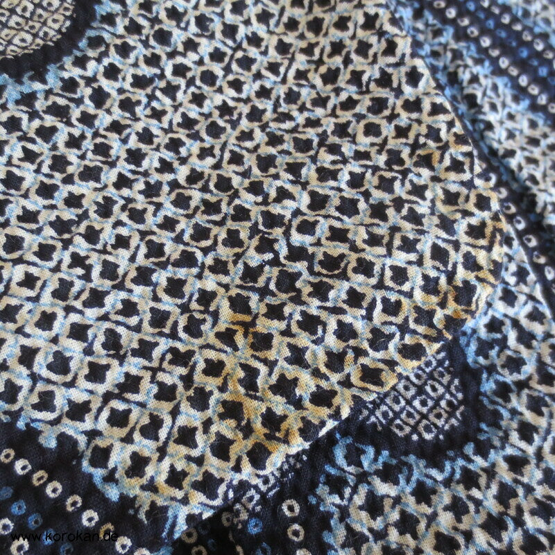 Fake Arimatsu Shibori Yukata, Baumwolle, Iris