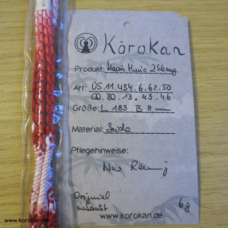 Haori Himo - Seide, 2 strängig rosa rot