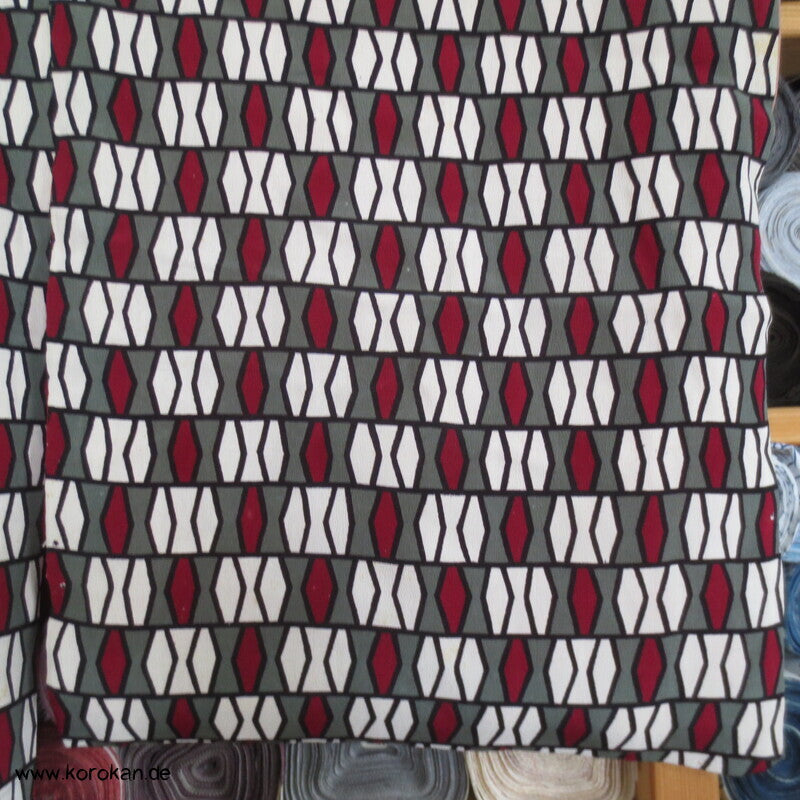 geometrischer antiker Seidencrepe Komon Kimono, rotes Futter