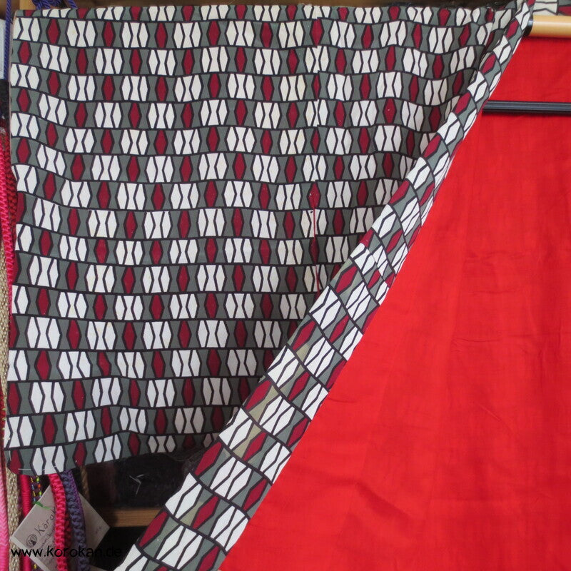 geometrischer antiker Seidencrepe Komon Kimono, rotes Futter