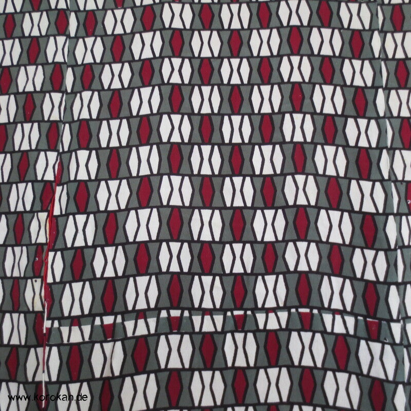 geometrischer antiker Seidencrepe Komon Kimono, rotes Futter