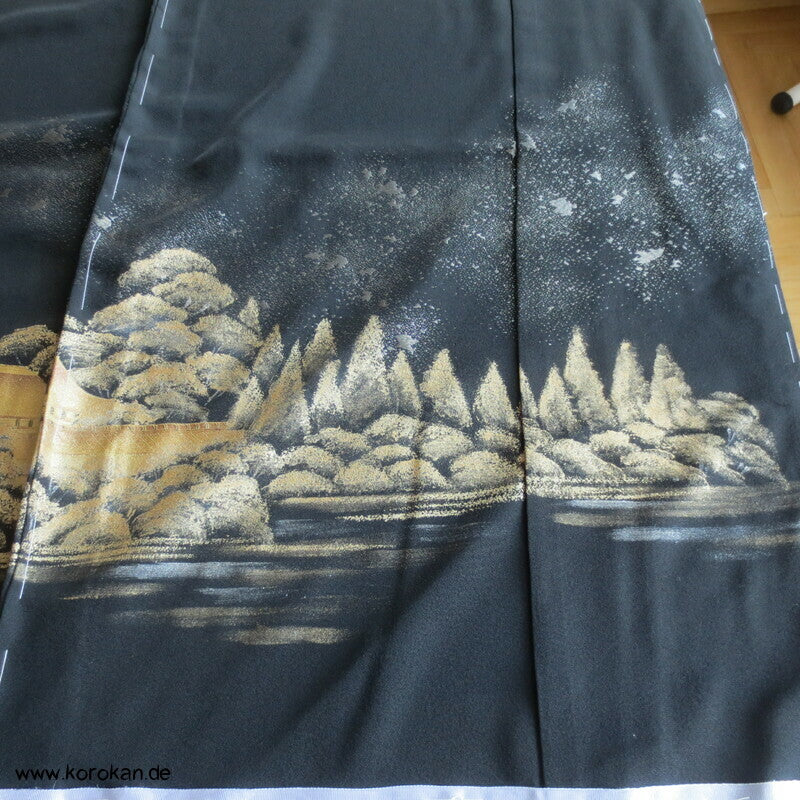 Tomesode, Tempellandschaft Seiden Karieba