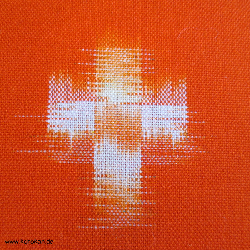 oranges Kasuri bunte Kreuze riesige Rolle Wollstoff für Haori - Kimono Set Tanmono