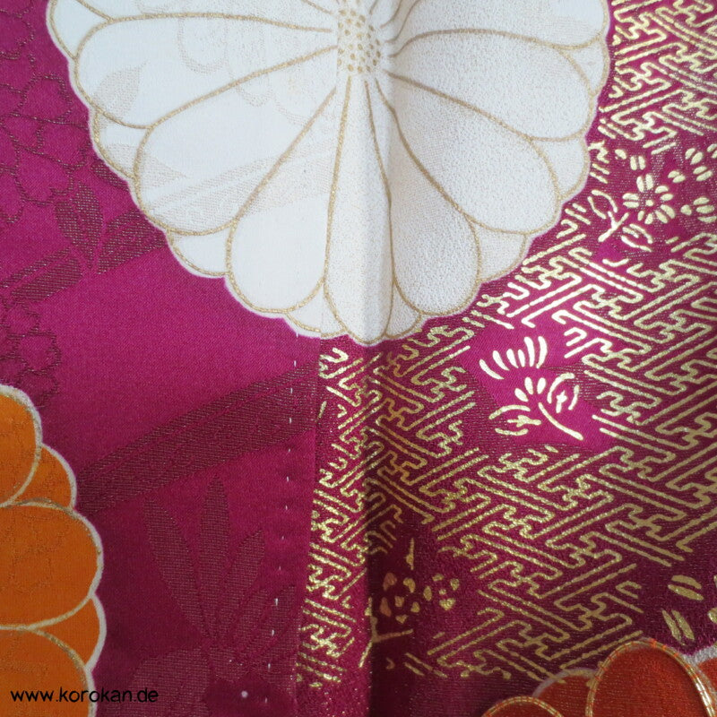 kaiserliche Chrysanthemen Seidendamast Furisode Kimono