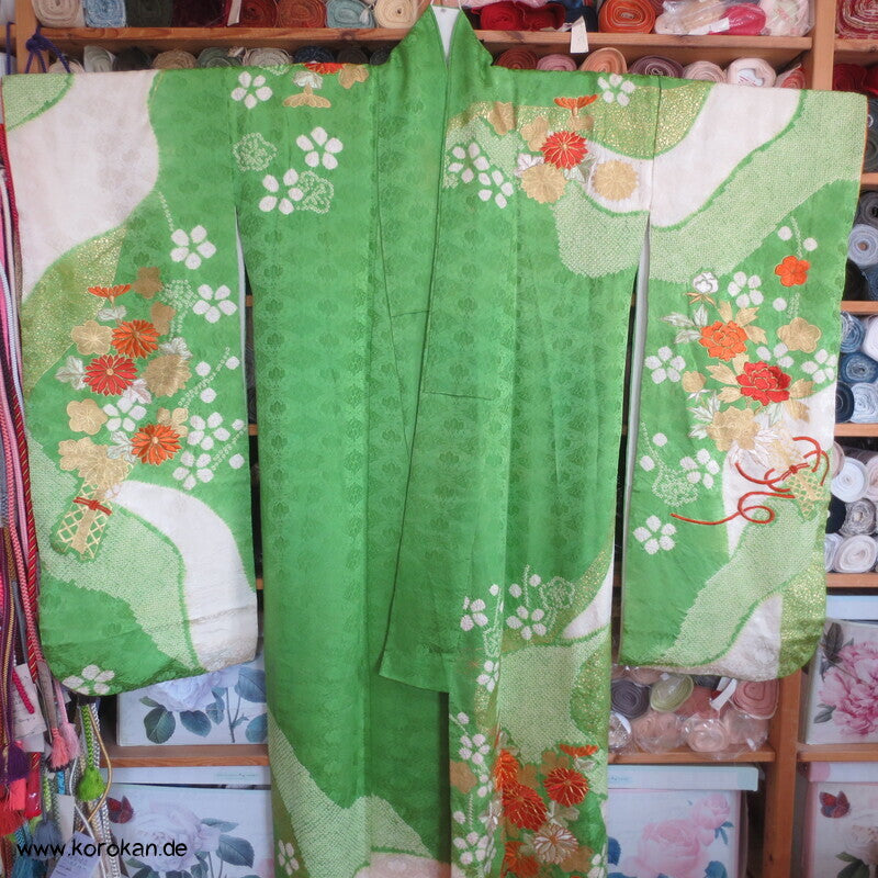 Golddruck und -stickerei Seidendamast Furisode Kimono