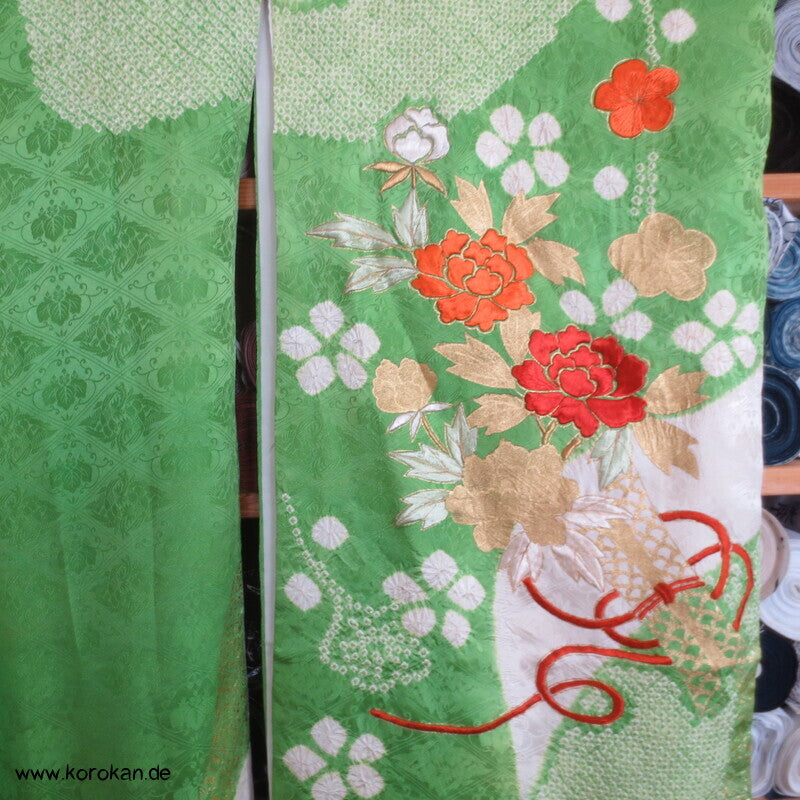 Golddruck und -stickerei Seidendamast Furisode Kimono
