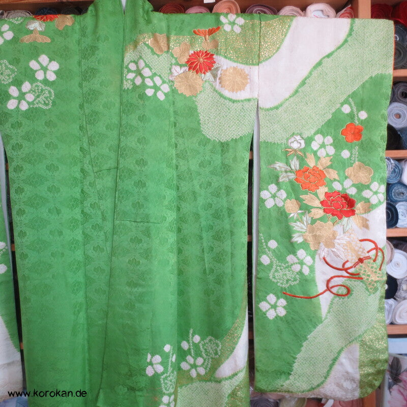 Golddruck und -stickerei Seidendamast Furisode Kimono