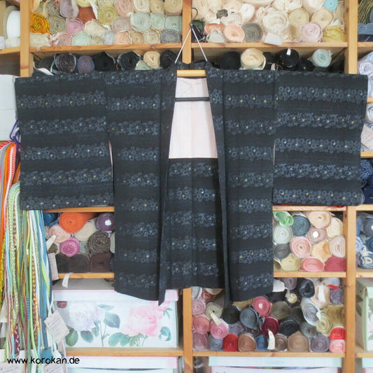 Lurex Blütenstreifen Haori 1960'er Kimonojacke