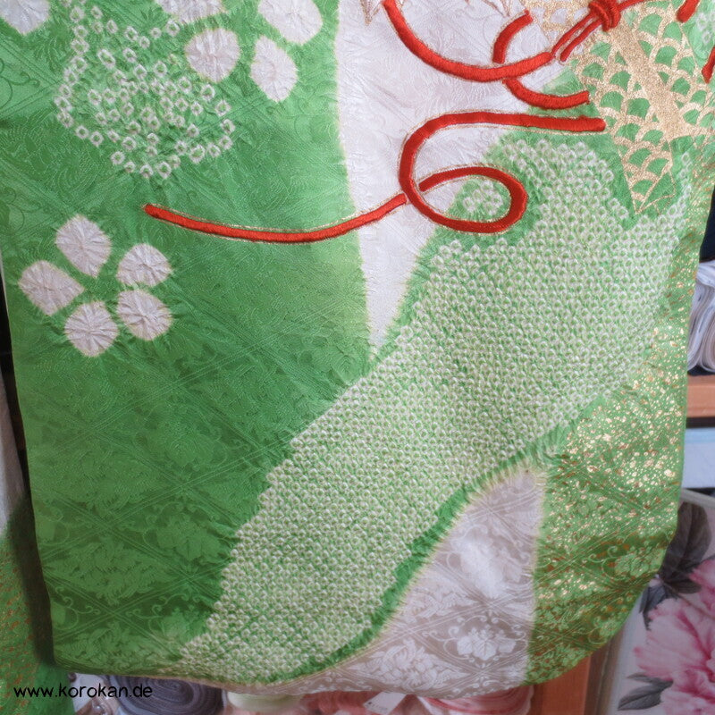 Golddruck und -stickerei Seidendamast Furisode Kimono