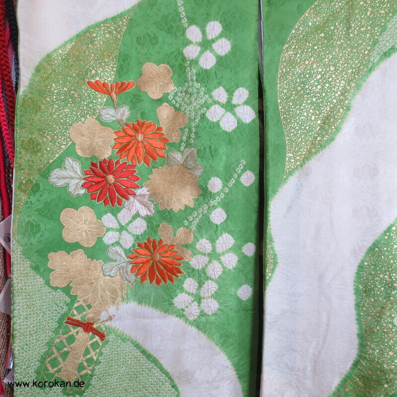 Golddruck und -stickerei Seidendamast Furisode Kimono
