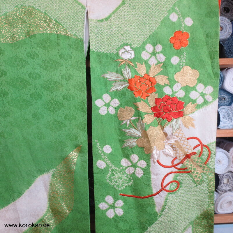 Golddruck und -stickerei Seidendamast Furisode Kimono