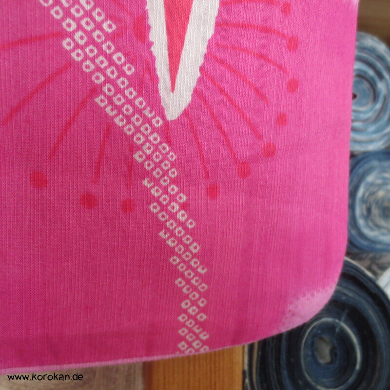 Yukata Kimono, reine Baumwolle, rot rosa Origami Kraniche