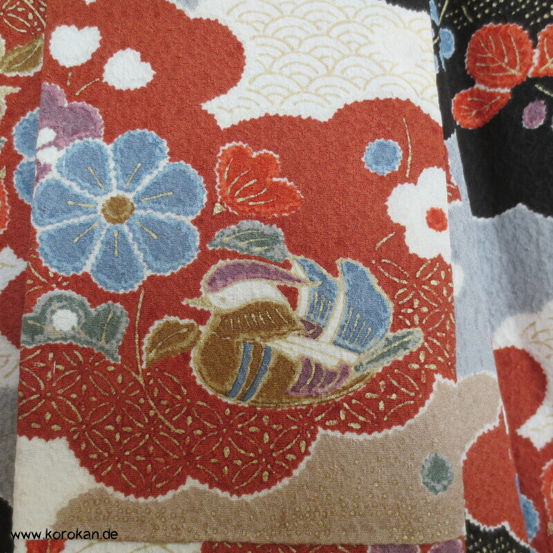 Wolkenenten Chirimen Crepe Seide, Komon Kimono, sehr groß