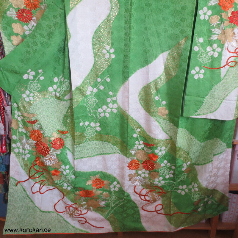 Golddruck und -stickerei Seidendamast Furisode Kimono