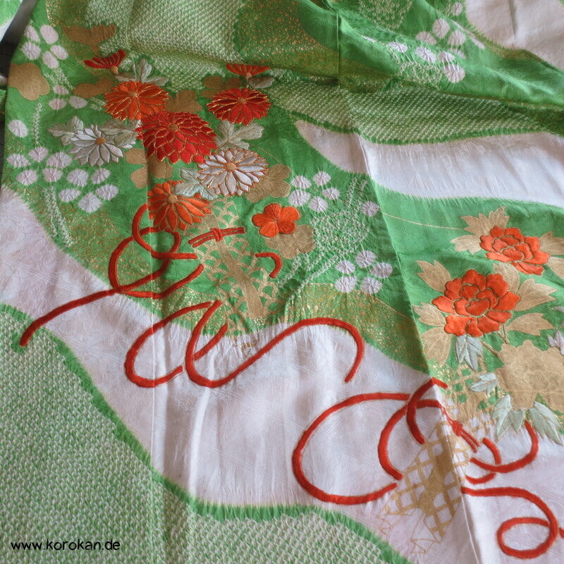 Golddruck und -stickerei Seidendamast Furisode Kimono