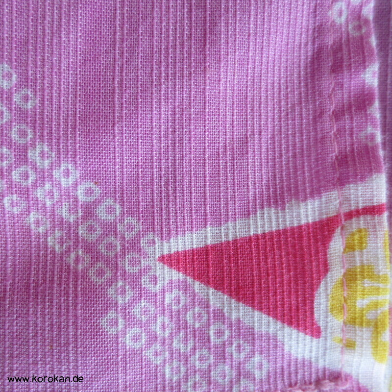 Yukata Kimono, reine Baumwolle, rot rosa Origami Kraniche