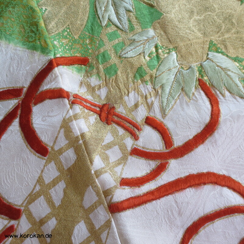 Golddruck und -stickerei Seidendamast Furisode Kimono