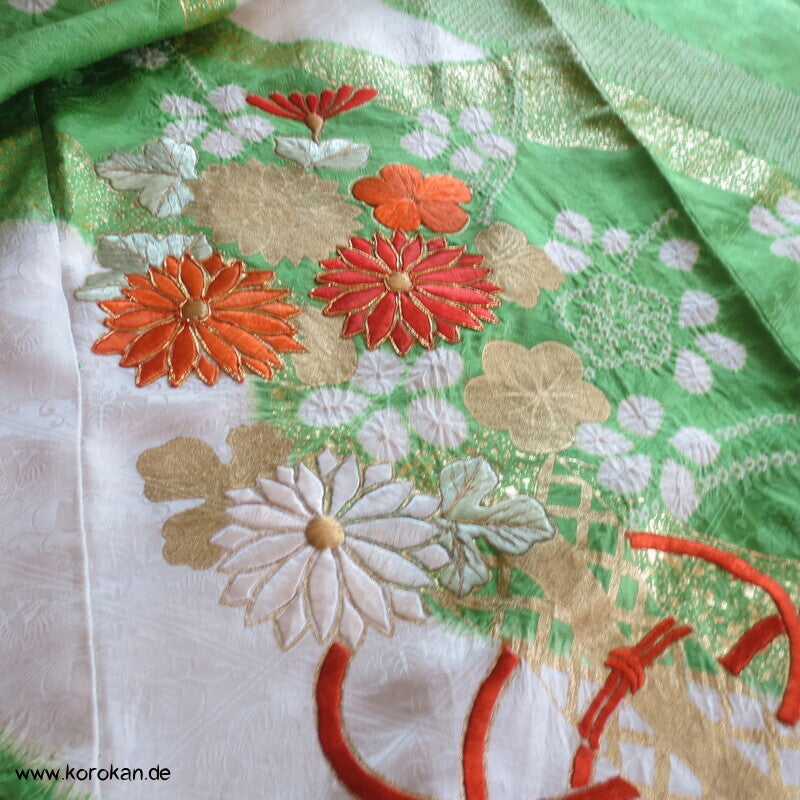 Golddruck und -stickerei Seidendamast Furisode Kimono