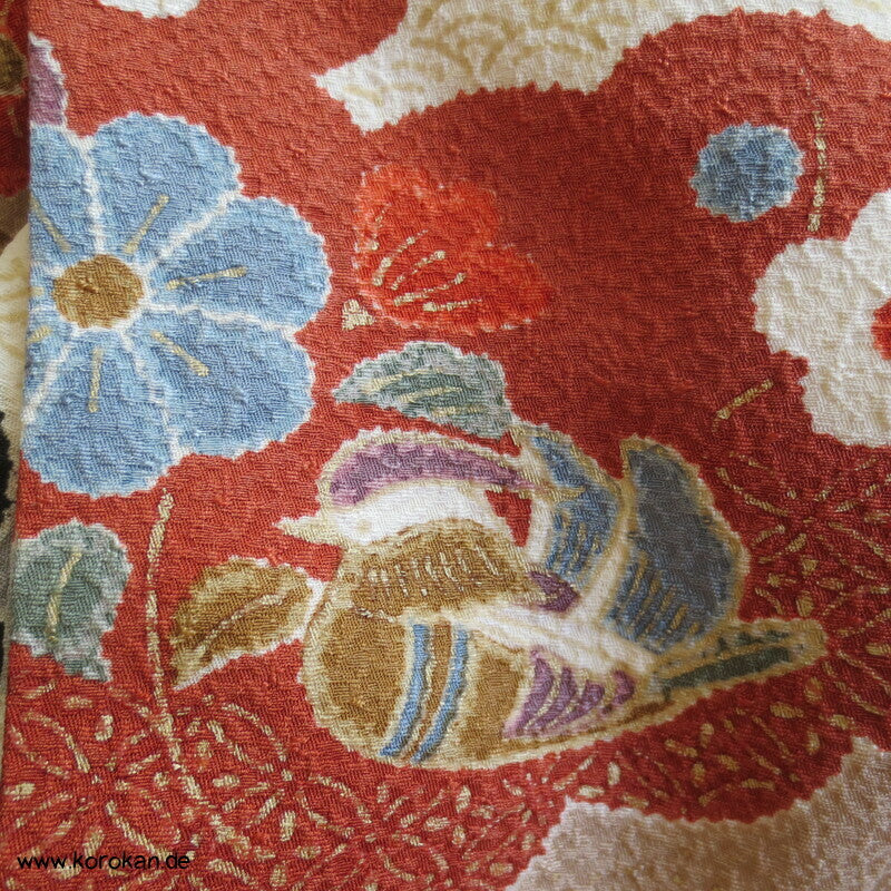 Wolkenenten Chirimen Crepe Seide, Komon Kimono, sehr groß