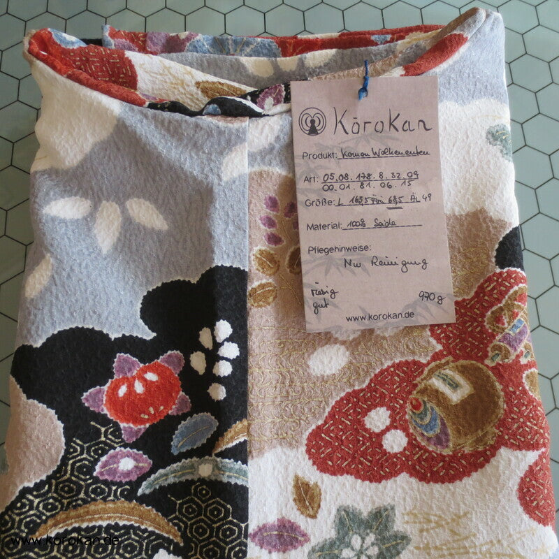 Wolkenenten Chirimen Crepe Seide, Komon Kimono, sehr groß