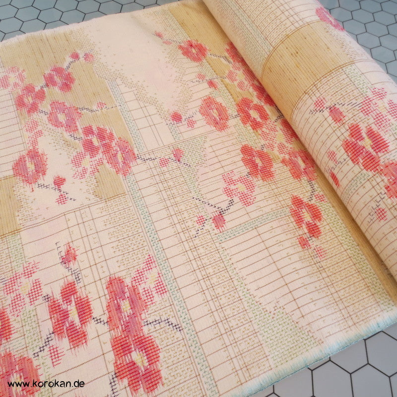 Kirschzweige Kasuri Tsumugi Kimono Seide