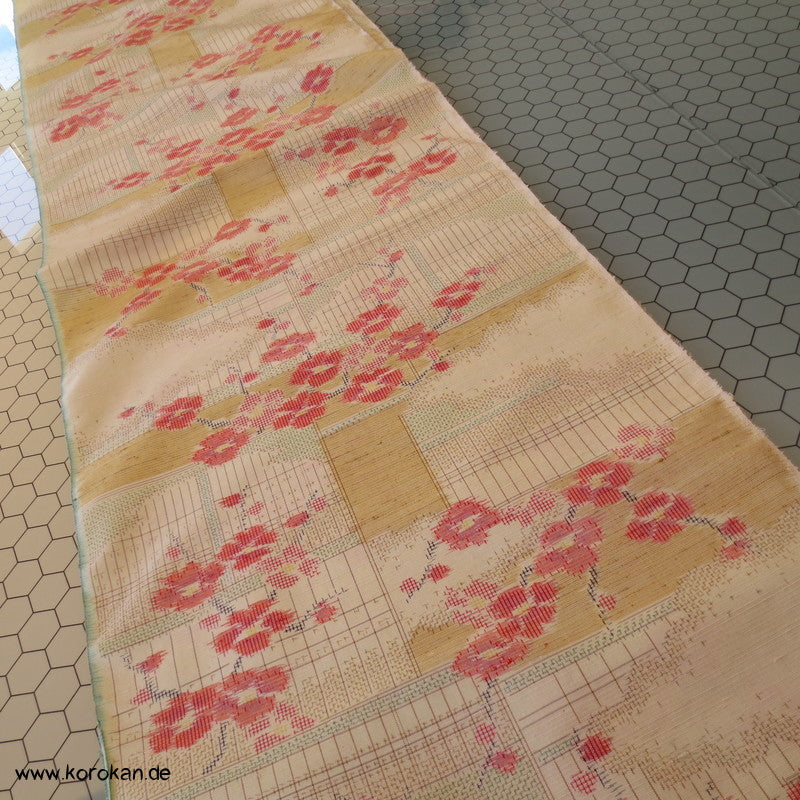 Kirschzweige Kasuri Tsumugi Kimono Seide