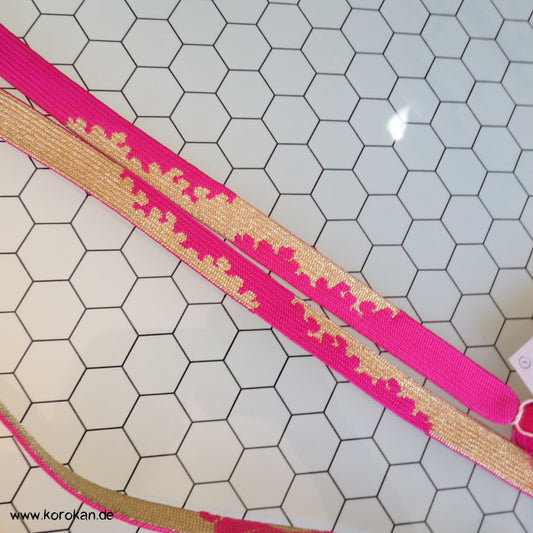 Pink - Gold, Wellen Obijime, Seide / Lurex