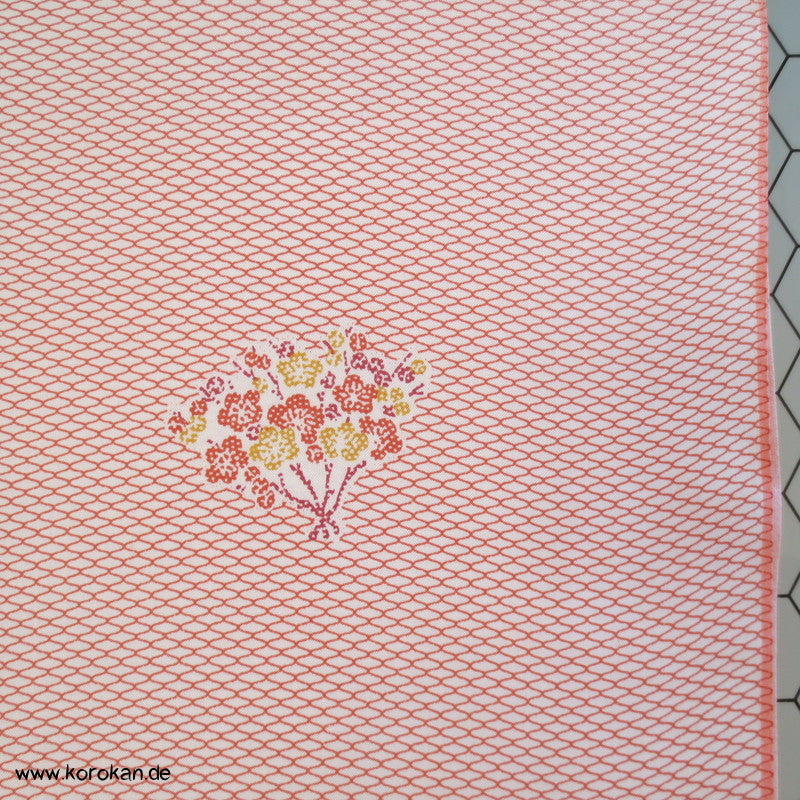 Netzmuster mit Blumenkörben Japan Kimono Seide (Honan)