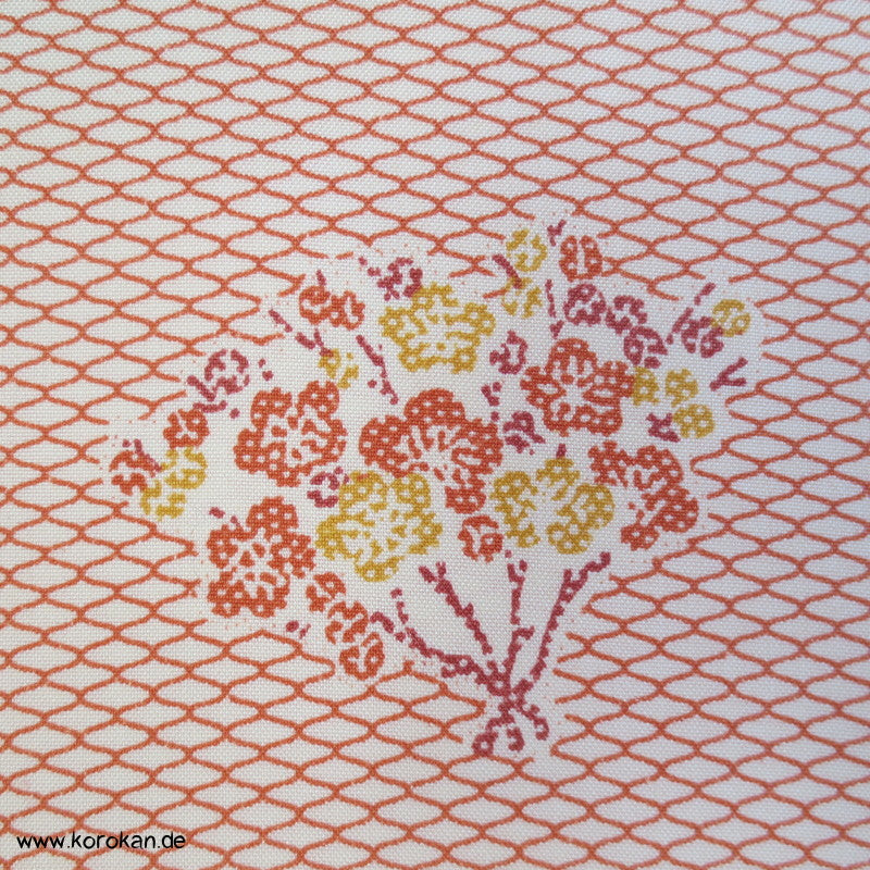 Netzmuster mit Blumenkörben Japan Kimono Seide (Honan)