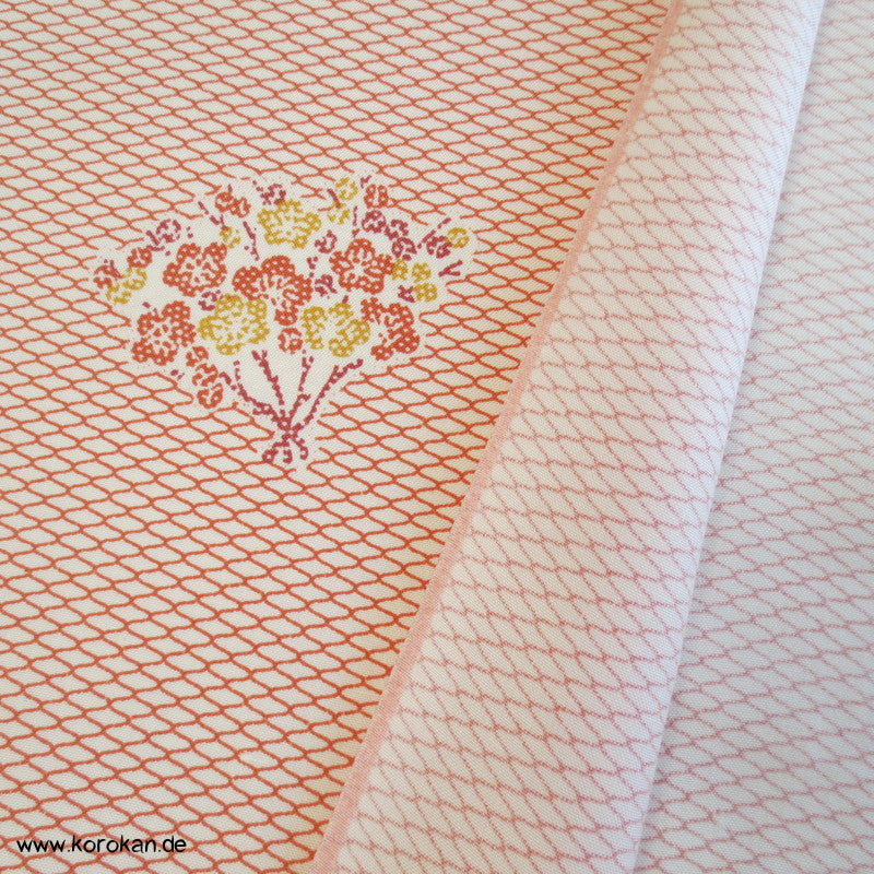 Netzmuster mit Blumenkörben Japan Kimono Seide (Honan)