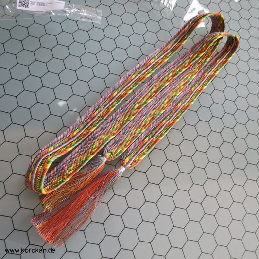 regenbogen bunt gestreifter Obijime, handgeflochtene Seide, neu