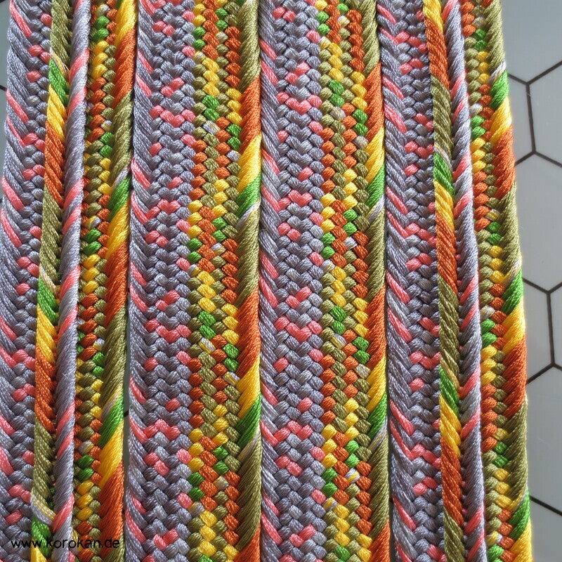 regenbogen bunt gestreifter Obijime, handgeflochtene Seide, neu