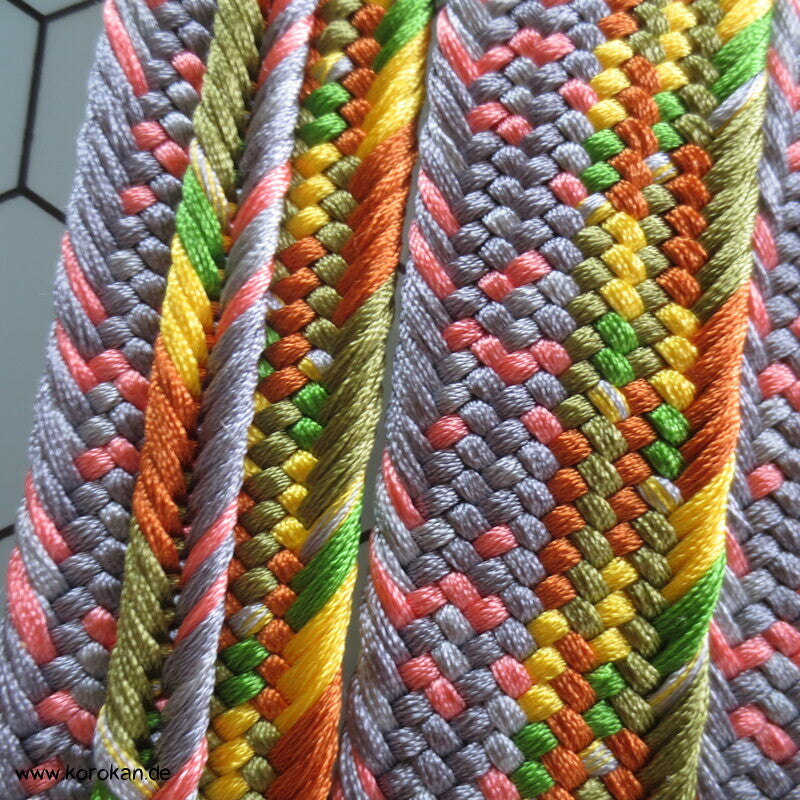 regenbogen bunt gestreifter Obijime, handgeflochtene Seide, neu