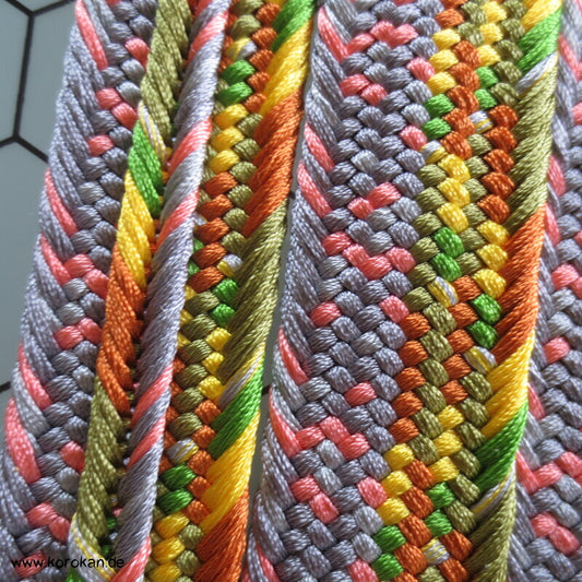 regenbogen bunt gestreifter Obijime, handgeflochtene Seide, neu