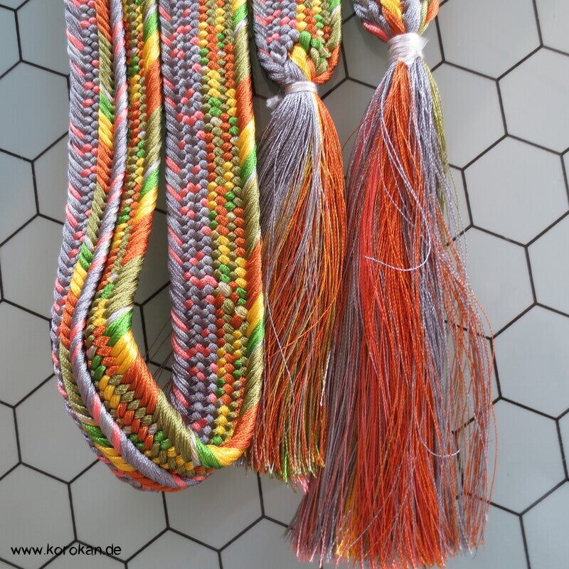 regenbogen bunt gestreifter Obijime, handgeflochtene Seide, neu