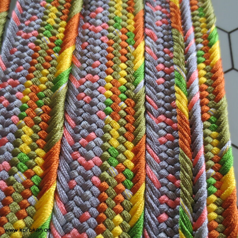 regenbogen bunt gestreifter Obijime, handgeflochtene Seide, neu