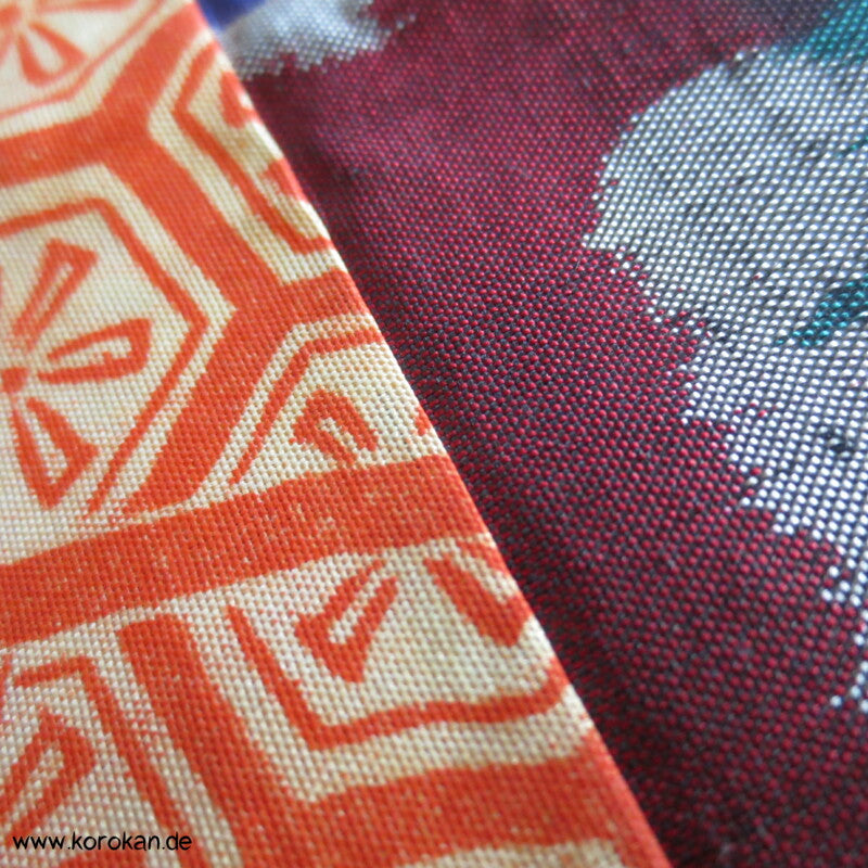 weinrot mit Blüten Meisen Seiden Haori Kimono Jacke