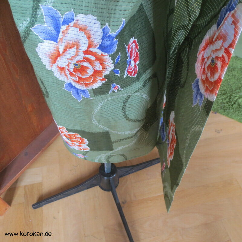 Kimono Kleid aus Yukata Baumwolle, Obi, Päonien, Gr. S