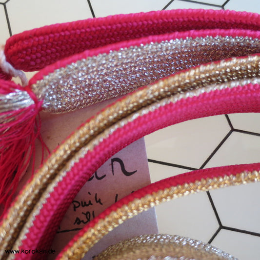 pink silber gold Obijime, geflochten, flach