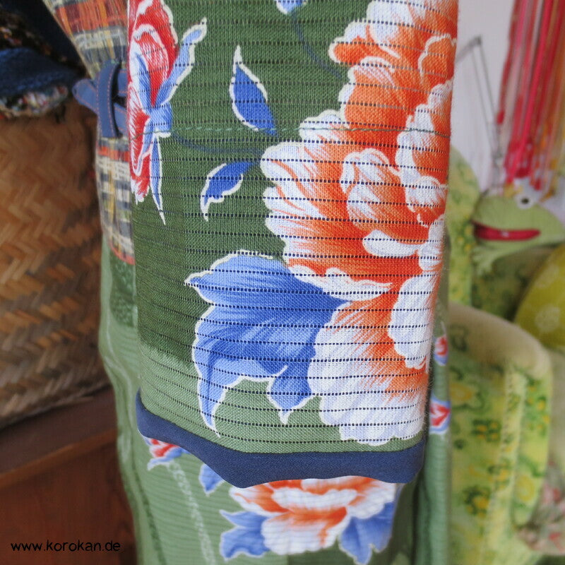 Kimono Kleid aus Yukata Baumwolle, Obi, Päonien, Gr. S