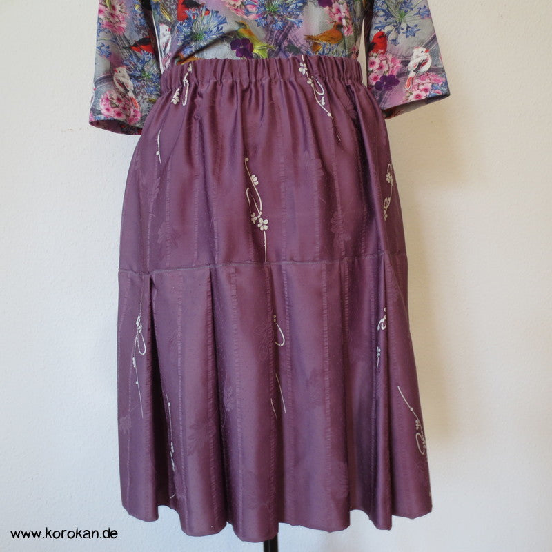 mauve Seiden Flechtband Seersucker Stufenrock, Gummizug