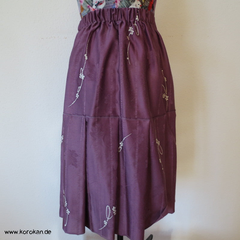 mauve Seiden Flechtband Seersucker Stufenrock, Gummizug