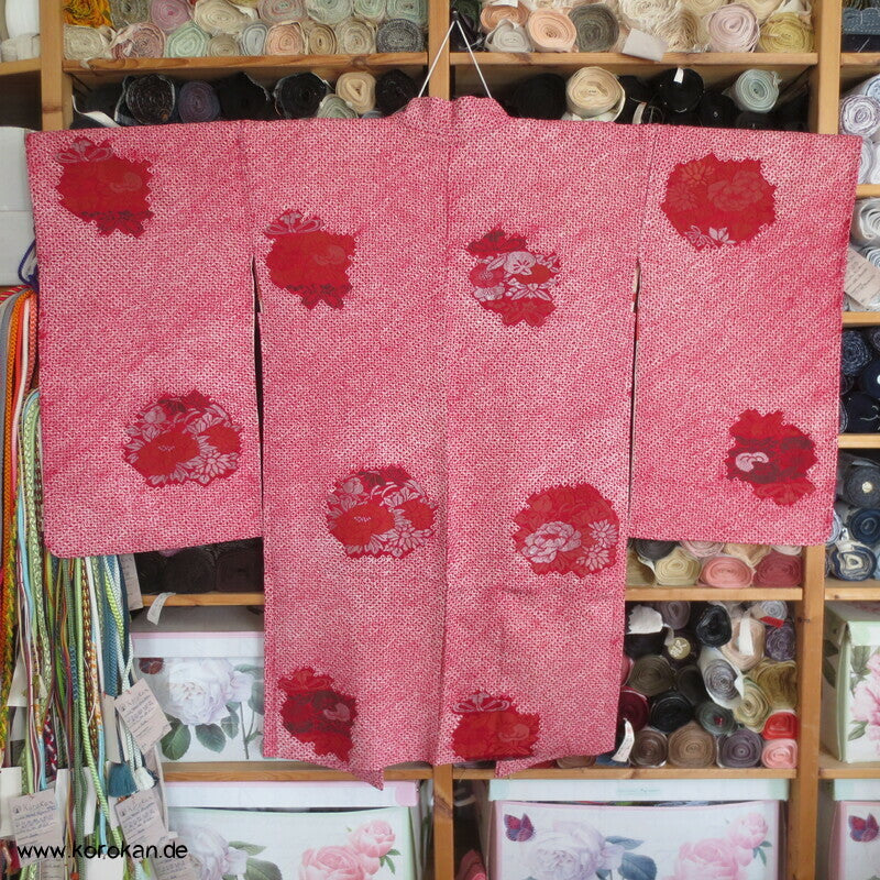Full Shibori Haori mit Urushi Elementen Blüten auf Seidendamast