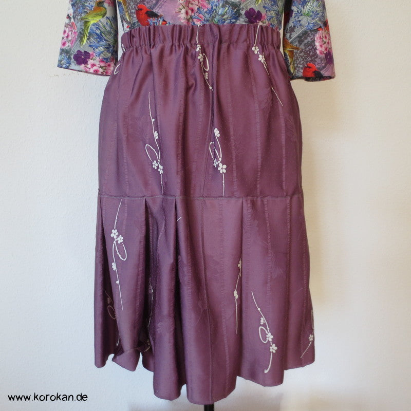 mauve Seiden Flechtband Seersucker Stufenrock, Gummizug