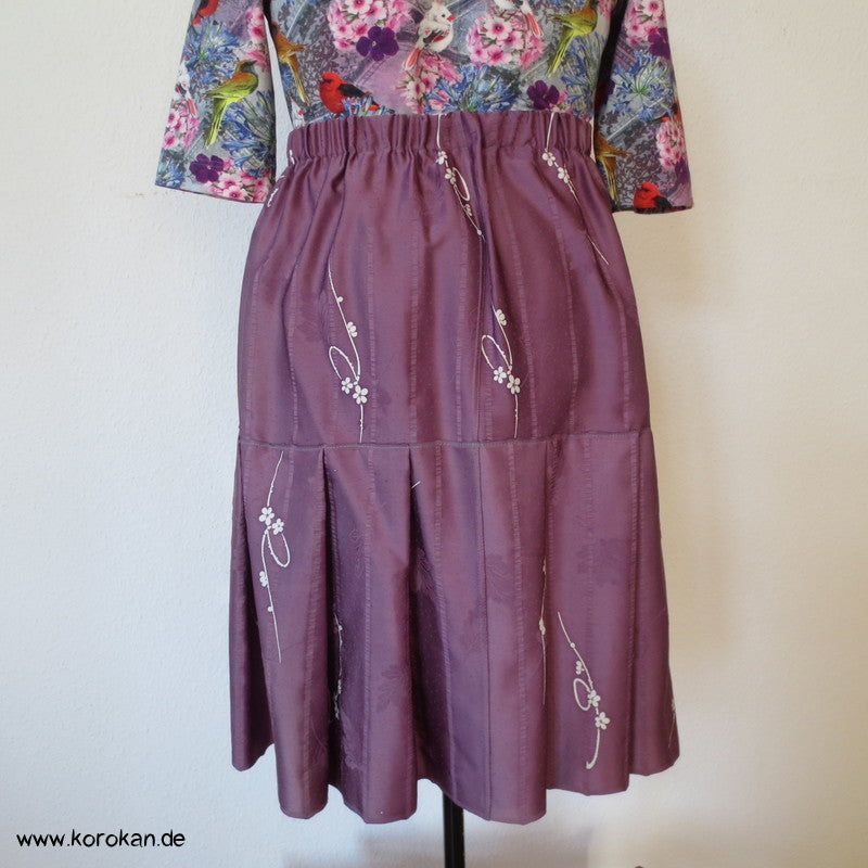 mauve Seiden Flechtband Seersucker Stufenrock, Gummizug