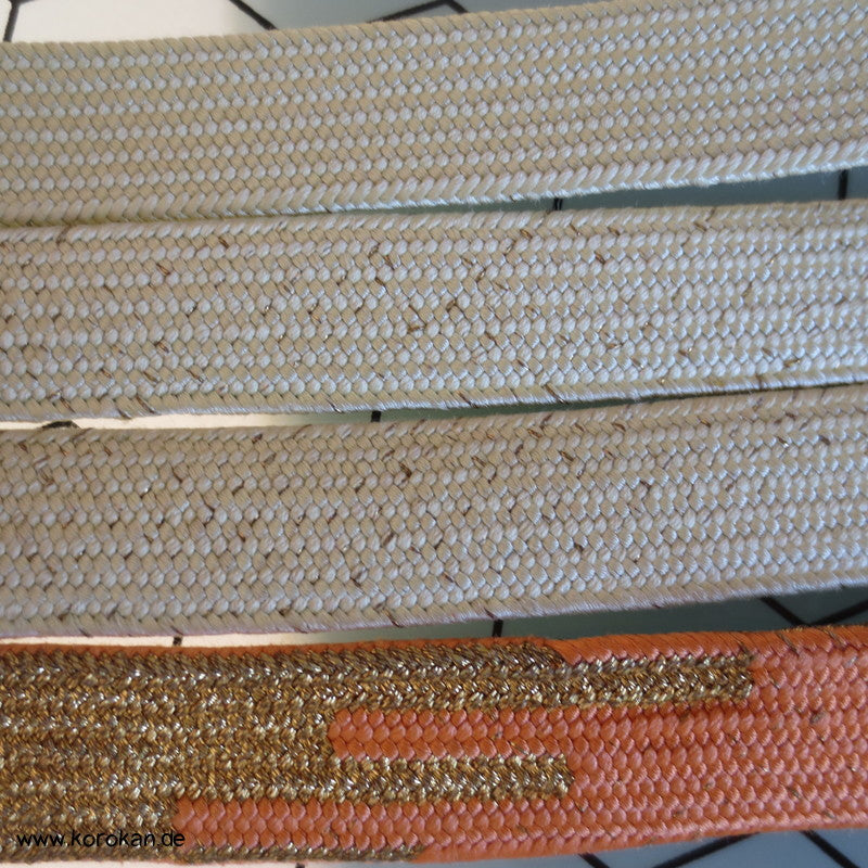 mandarine, weiß, gold Obijime, geflochten, flach